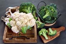 Raw Cauliflower And Broccoli
