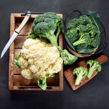 Raw Cauliflower And Broccoli