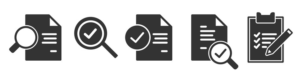 Fototapete - Set of audit simple icons in black