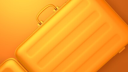 Metal briefcase in orange colors. 3D rendering