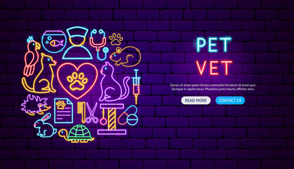 Wall Mural - Pet Vet Neon Banner Design