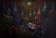 © Kwang Gallery - Art painting Oil  Color  People walking in the temple from thailand