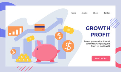 Wall Mural - growth profit piggy bank background of gold money dollar campaign for web website home homepage land