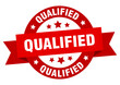 qualified round ribbon isolated label. qualified sign