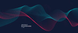 Fototapeta  - Abstract background with flowing particles. Dynamic waves. vector illustration.	
