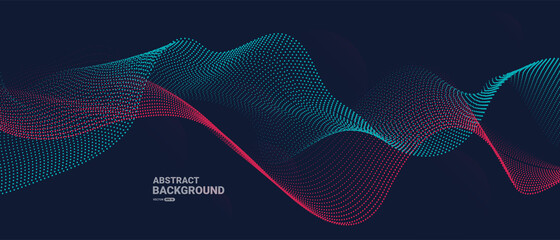 Abstract background with flowing particles. Dynamic waves. vector illustration.	
