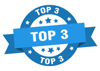 Wall Mural - top 3 round ribbon isolated label. top 3 sign
