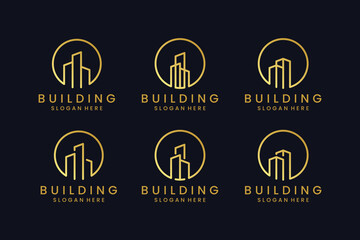 Wall Mural - set building with line concept logo design inspiration