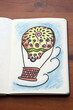 hot air balloon_colored pencil_drawn_paper notebook_upright