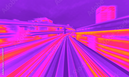 Cuadros en Lienzo Abstract high speed technology POV train motion blurred concept from the Yuikamo