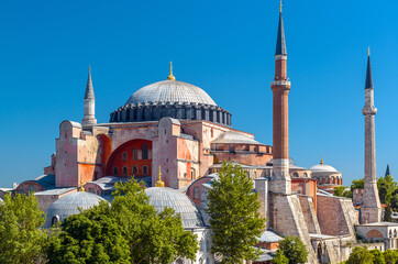 Hagia Sophia mosque in summer, Istanbul, Turkey