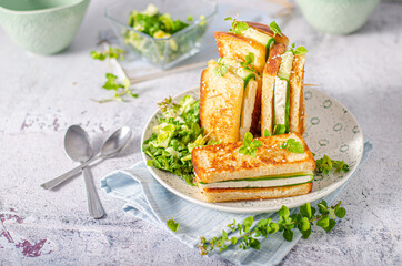 Wall Mural - Fresh snack with cheese and cucumber