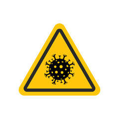 Coronavirus quarantine sign icon for warning message design. Alert medical logo for hospital or road. Caution about biohazard spread danger. Corona virus attention vector symbol V1 from SET1