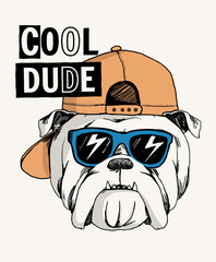 Wall Mural - Cool Bulldog illustration with cool slogan for t-shirt and other uses.