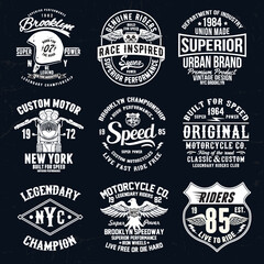 Wall Mural - set of vintage motorcycle labels, badges, logos and design elements.for t shirt and other uses.