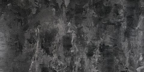 Wall Mural - Dark grunge gray wall texture background. Long web banner.