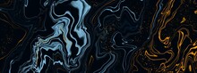 Blue Marble And Gold Abstract Background Texture. Indigo Ocean Blue Marbling With Luxury Style Swirls Of Marble And Gold
