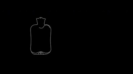 Wall Mural - Self drawing animation of rubber plastic warmer. Copy space. Black background 