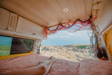 Fototapeta  - Camper van - beautiful view out the back window