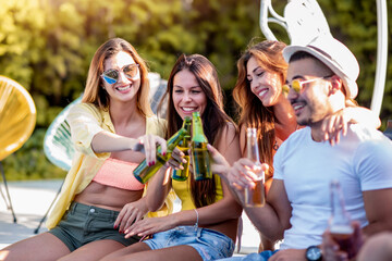 Canvas Print - Young people having fun on summer vacation.