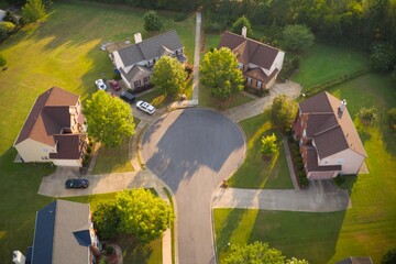 Wall Mural - Aerial panoramic view of an upscale sub division in suburbs of Atlanta, GA