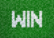 WIN spelled with dice