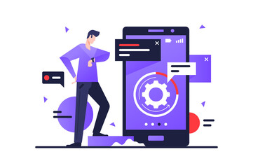 Businessman develop and creating new application hurrying to deadline.