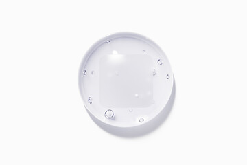 water drop with plastic cloudy rough label