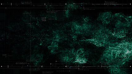Poster - Futuristic holographic data sequence simulation of artificial neural networks intelligence analysis head up display background
