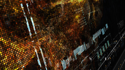 Aufkleber - Futuristic holographic data sequence simulation of artificial neural networks intelligence analysis head up display background