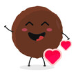 Cute flat cartoon meatball illustration. Vector illustration of cute meatball with a smiling expression.	