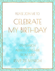 Wall Mural - Twenties Turquoise Watercolor Invitation Design