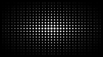 Wall Mural - halftone white gradient texture isolated on black background. comic dotted pattern using halftone ci