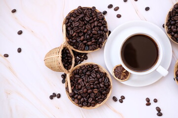 Wall Mural - coffee beans and cup