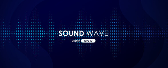 Sound wave. Digital music equalizer. Beautiful abstract minimal background. Simple modern style. Blue neon color. Pulse line. Volume. Flat style vector illustration.