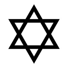 David Star Icon, Israel Symbol Of Religion Judaism. Hexagram Jerusalem Symbol. Biblical Flat Seal