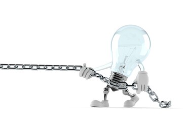 Canvas Print - Light bulb character pulling chain