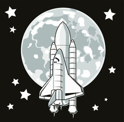 Canvas Print - space travel to the moon. shuttle rocket launch. space exploration concept. elements of this image f