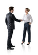 © ImageFlow - Man and woman shaking hands, isolated