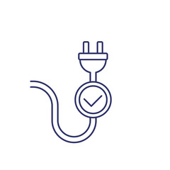 Poster - electric plug and check mark line icon