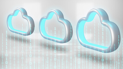 Wall Mural - Data to cloud storage. Cloud computing technology concept, 3d rendering