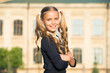 © be free - Little girl with gorgeous long healthy curly shiny hairstyle, hairdresser salon concept