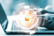 © Dilok - Businessman wear  input security password to access to laptop computer. Security and technology concept.