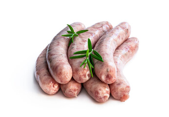 Wall Mural - Pork sausages chipolatas isolated on white background