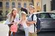 © Yakobchuk Olena - Happy cute boy with family in city