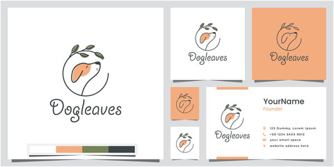 Wall Mural - dog leaves cartoon version logo design