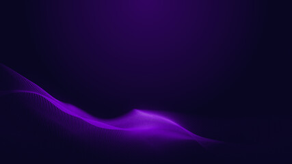 Dot blue purple wave line light gradient dark background. Abstract  technology big data digital background. 3d rendering.
