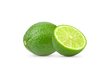 Poster - lime with leaf isolated on white background