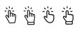 Set of Hand pointer symbol in trendy flat style. Computer mouse click cursor. Click cursor collection. Clicking finger. Hand pointer icon. Cursor