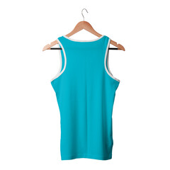 Grab this Back View Male Tank Top Tshirt Mock Up In Scuba Blue Color With Hanger is a simple and modern blank template.